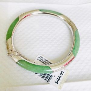 NWT Green Jade & Sterling Silver Bracelet NEW